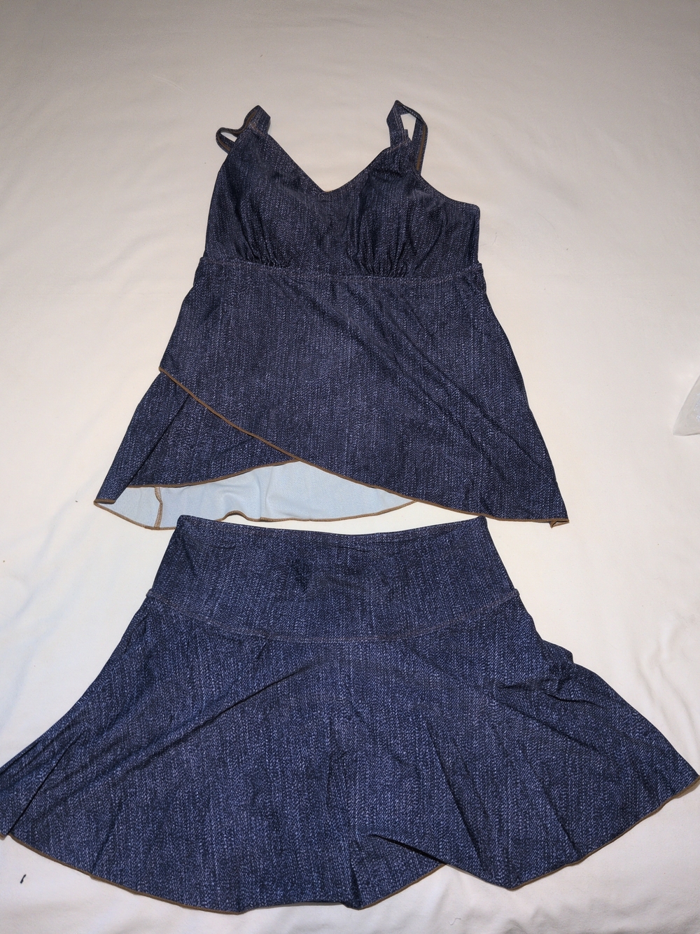 Denim&Co Navy Two-Piece Swim Set with Skirt